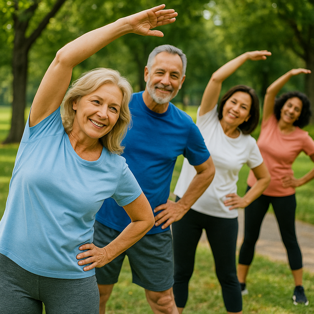 Grupo de adultos haciendo ejercicio